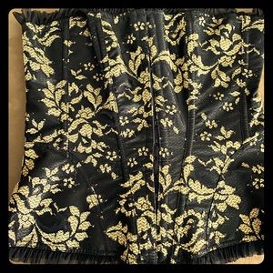 Fredericks black and gold lace corset